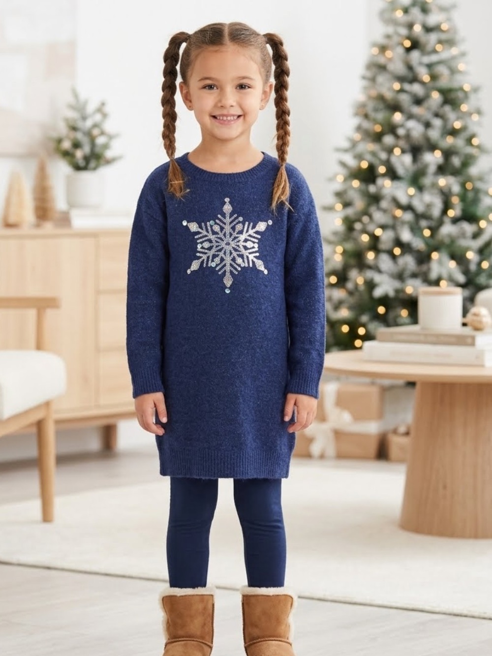 The Children's Place Blue Knit Snowflake Sweater Dress - holiday wear - size 5/6 - Picture 1 of 6